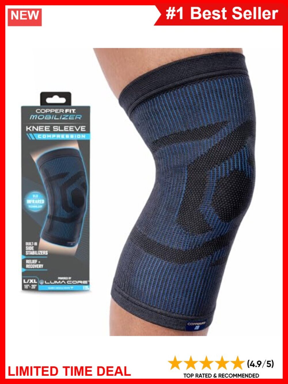 Copper Fit Mobilizer Knee Sleeve 2XL Compression Support